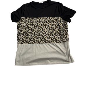 Women's Leopard Print Color Block Tee